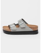 Birkenstock Домашни пантофи от еко кожа с токи - Светло сив/Сребрист