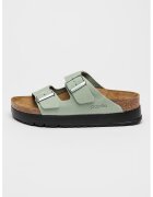 Birkenstock Кожени чехли Arizona с каишки с токи - Сребрист/Ментово зелено