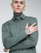 BOSS Блуза с яка и бродирано лого Аква зелено