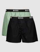 BOSS Боксерки с лого на талията - 2 чифта Черен/Бледозелен