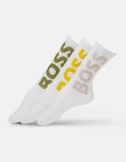 BOSS Дълги чорапи с уголемено лого - 3 чифта Бял/Тъмно каки