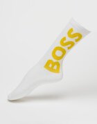 BOSS Дълги чорапи с уголемено лого - 3 чифта Бял/Тъмно каки