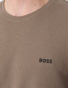 BOSS Горна пижама с релеф Тъмнокафяв