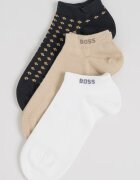 BOSS Къси чорапи - 3 чифта Бял/Черен/Тъмнобежово