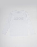 BOSS Kidswear Блуза с овално деколте и контрастно лого Бял