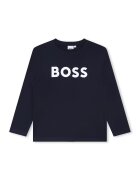 BOSS Kidswear Блуза с овално деколте и контрастно лого