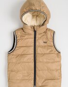 BOSS Kidswear Двулицев елек с пухена вата Светло бежово