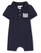 BOSS Kidswear Къс гащеризон с лого - Тъмносин