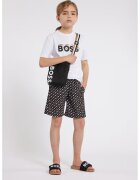 BOSS Kidswear Къси плувни шорти с десен - Бял/Черен/Бежов