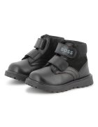 BOSS Kidswear Кожени боти с велкро Черен
