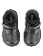 BOSS Kidswear Кожени боти с велкро Черен
