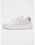 BOSS Kidswear Кожени спортни обувки с лого - Бял/Сребрист
