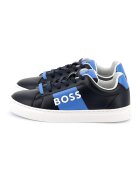 BOSS Kidswear Кожени спортни обувки с лого - Черен/Кралско Синьо