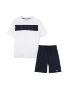 BOSS Kidswear Памучен екип с лого - Бял/Черен