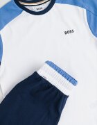 BOSS Kidswear Памучна тениска и бермуди с лого Бял/Тъмносин