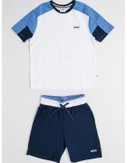 BOSS Kidswear Памучна тениска и бермуди с лого - Бял/Тъмносин