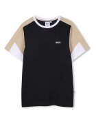 BOSS Kidswear Памучна тениска и бермуди с лого Черен/Бежов
