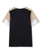 BOSS Kidswear Памучна тениска и бермуди с лого Черен/Бежов