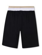 BOSS Kidswear Памучна тениска и бермуди с лого Черен/Бежов