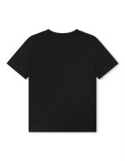 BOSS Kidswear Памучна тениска с контрастно лого Черен