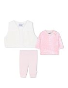 BOSS Kidswear Панталон - елек и суитшърт - 3 части - Светлорозов/Мръснобял