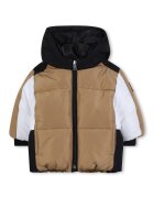 BOSS Kidswear Подплатено зимно яке с цветен блок - Бял/Черен/Бежов