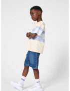 BOSS Kidswear Раирана тениска от пике - Син/Светло бежово