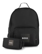 BOSS Kidswear Раница с лого и отделящ се несесер - Черен