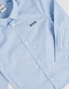 BOSS Kidswear Риза с дълги ръкави Черен/Небесносин