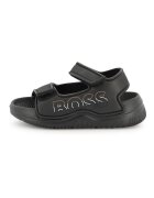 BOSS Kidswear Сандали от еко кожа с велкро и лого Черен