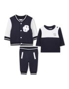 BOSS Kidswear Спортен екип и блуза с контраст - 3 части - Бял/Тъмносин