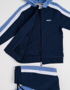 BOSS Kidswear Спортен екип с качулка и цветен блок Ледено синьо/Тъмносин