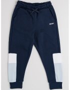 BOSS Kidswear Спортен панталон в цветен блок с връзка - Крем/Зелени аспержи