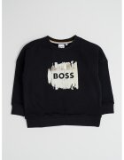 BOSS Kidswear Суитшърт с памук с лого - Черен/Бежов