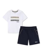 BOSS Kidswear Тениска и шорти с памук - 2 части - Бял/Тъмносин