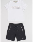BOSS Kidswear Тениска с лого и бермуди - Черен/Бял