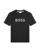 BOSS Kidswear Тениска с овално деколте и лого - Черен/Светло