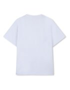 BOSS Kidswear Тениска с шарка и разкроени бермуди Бял/Ултрамарин синьо
