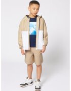 BOSS Kidswear Яке с качулка и цветен блок - Бял/Бежов