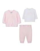 BOSS Kidswear Яке с копчета - панталон и суитшърт - 3 части - Светлорозов/Мръснобял