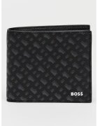 BOSS Кожен портфейл с двойно прегъване и шарка - Черен/Сив