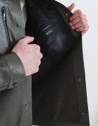 BOSS Кожени яке с капси Тъмно каки