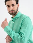 BOSS Ленена риза Liam със стандартна кройка Електриково Зелено