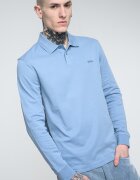 BOSS Памучна блуза Pe_Interlock с яка Пастелносин