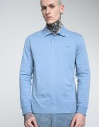 BOSS Памучна блуза Pe_Interlock с яка Пастелносин