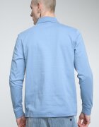 BOSS Памучна блуза Pe_Interlock с яка Пастелносин