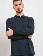 BOSS Памучна блуза Pe_Interlock с яка Тъмносин