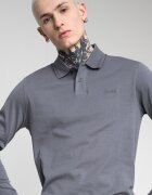 BOSS Памучна блуза Pe_Interlock с яка Tъмносив