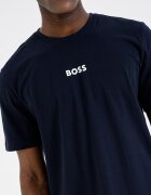 BOSS Памучна пижама на каре и лого Тъмносин