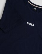 BOSS Памучна пижама на каре и лого Тъмносин